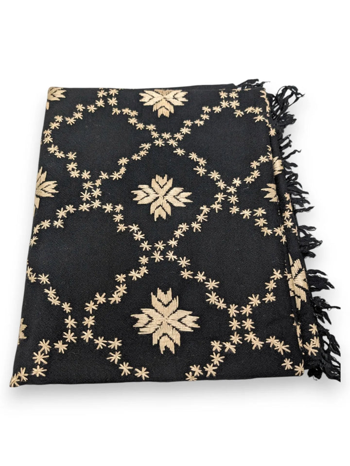 Handmade Women Wool Shawl Wrap Handcrafted Design Black Silver Star 1