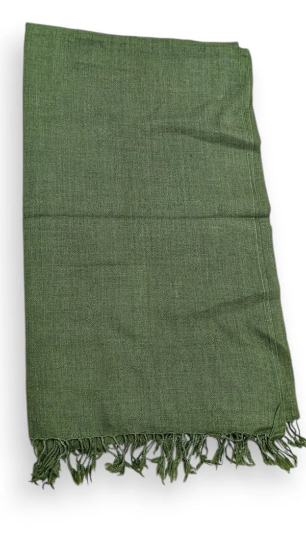Handmade Women Wool Shawl Wrap Solid Color Dark Green 