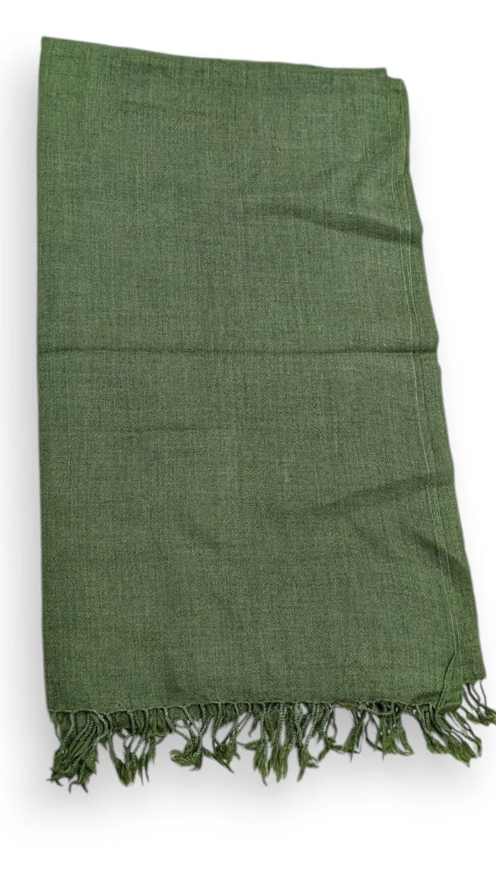 Handmade Women Wool Shawl Wrap Solid Color Dark Green 