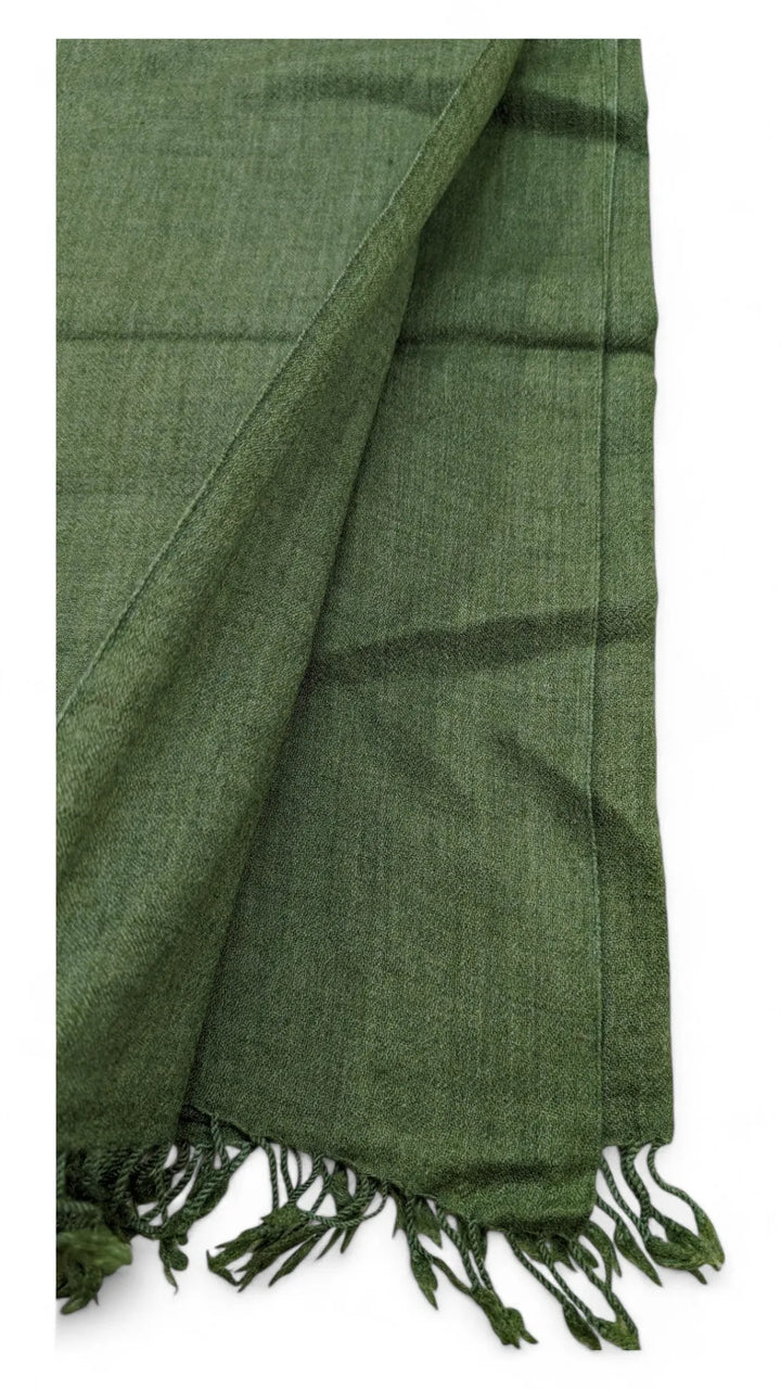 Handmade Women Wool Shawl Wrap Solid Color Dark Green 1