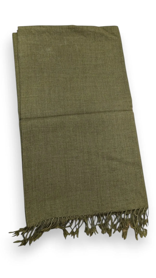 Handmade Women Wool Shawl Wrap Solid Color Dark Olive 