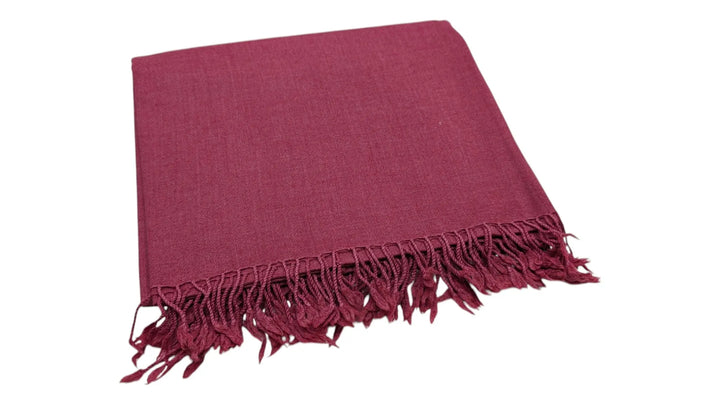 Handmade Women Wool Shawl Wrap Solid Color Deep Pink 1