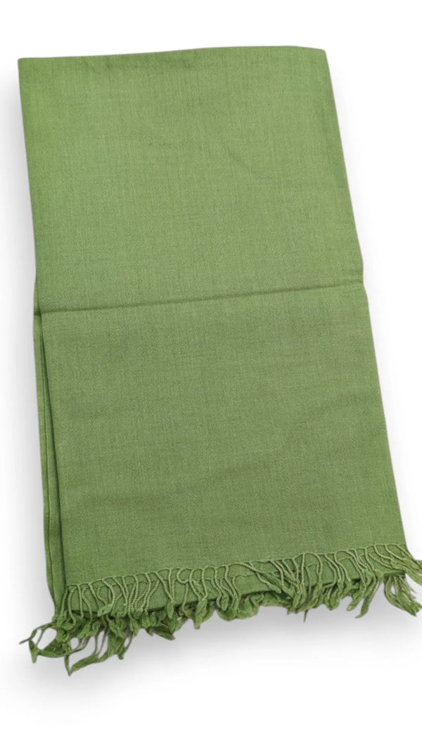 Handmade Women Wool Shawl Wrap Solid Color Green