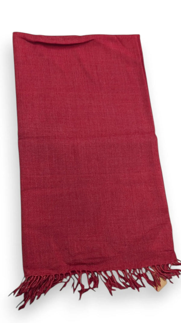 Handmade Women Wool Shawl Wrap Solid Color Maroon 