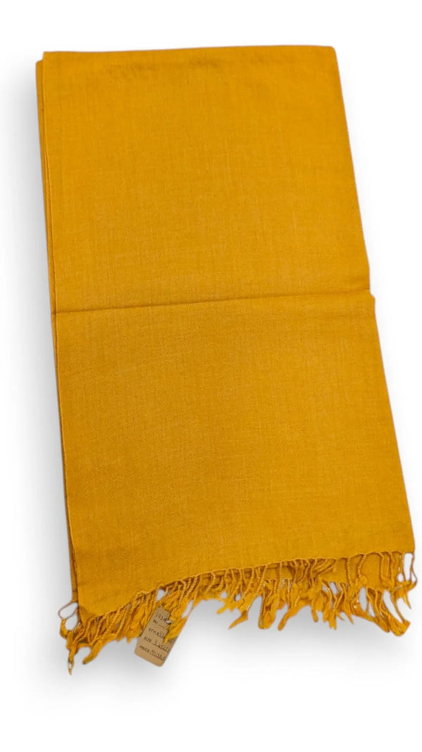 Handmade Women Wool Shawl Wrap Solid Color Mustard
