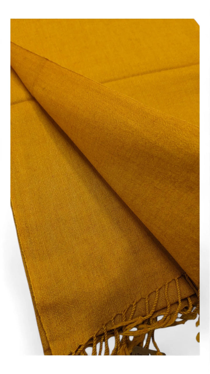 Handmade Women Wool Shawl Wrap Solid Color Mustard 1