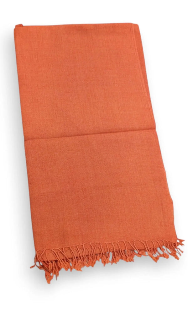 Handmade Women Wool Shawl Wrap Solid Color Orange 