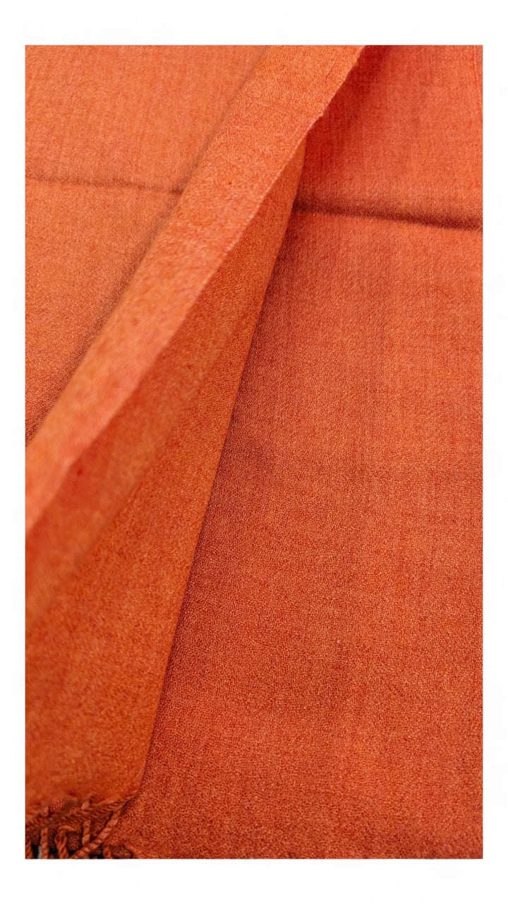 Handmade Women Wool Shawl Wrap Solid Color Orange 1