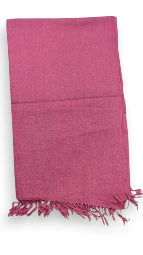 Handmade Women Wool Shawl Wrap Solid Color Rose Pink 