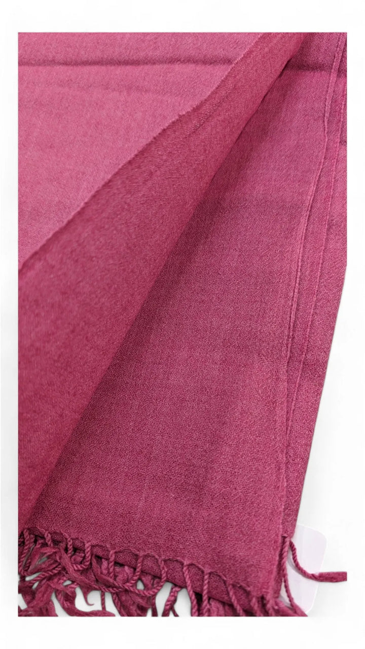 Handmade Women Wool Shawl Wrap Solid Color Rose Pink 1