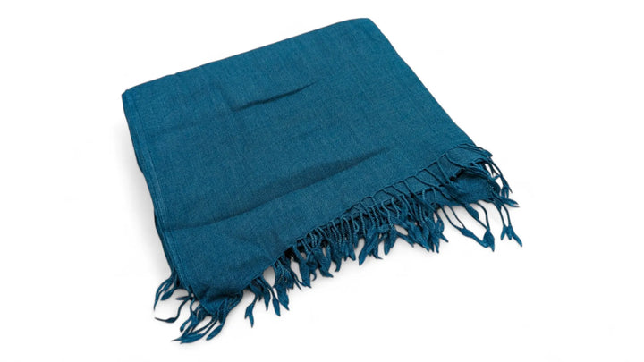 Handmade Women Wool Shawl Wrap Solid Color Teal 1