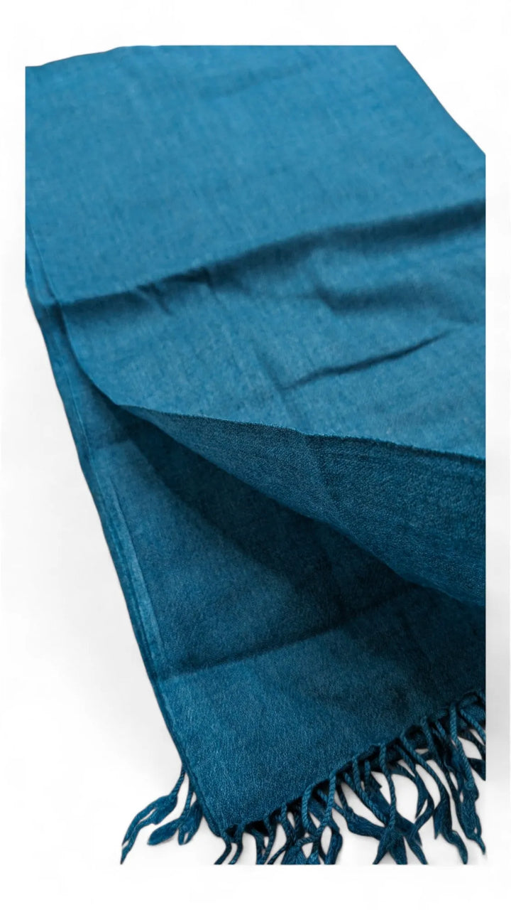 Handmade Women Wool Shawl Wrap Solid Color Teal 2