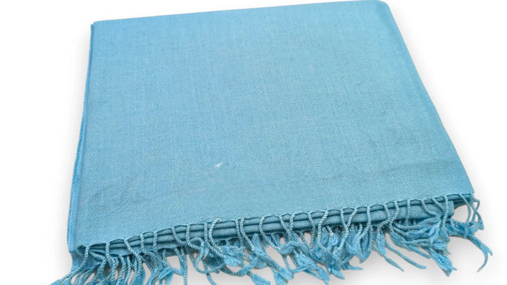 Handmade Women Wool Shawl Wrap Solid Color Turquoise 1