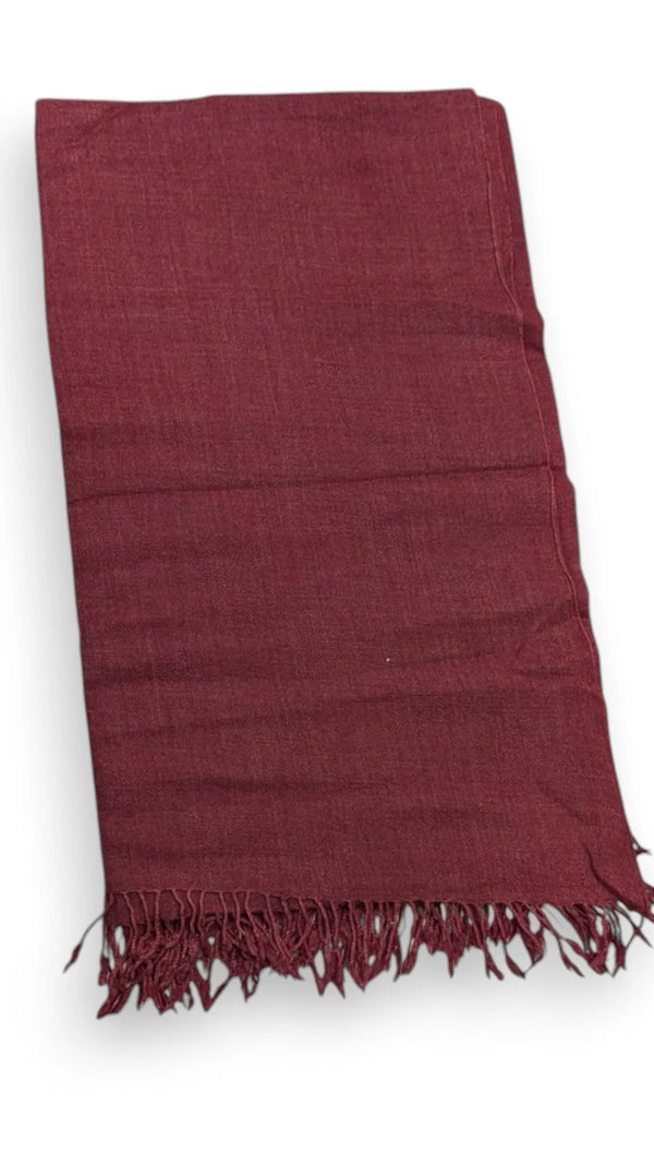 Handmade Women Wool Shawl Wrap Solid Color Wine 