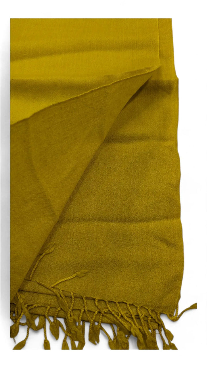 Handmade Women Wool Shawl Wrap Solid Color Yellow 1