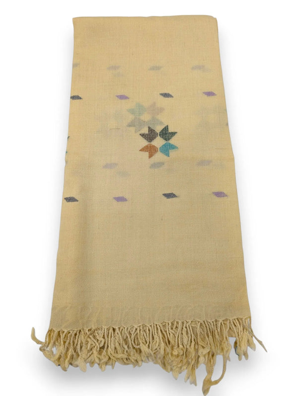 Handmade Women Wool Shawl Wrap With Handcrafted Design 4 Shaped Brown