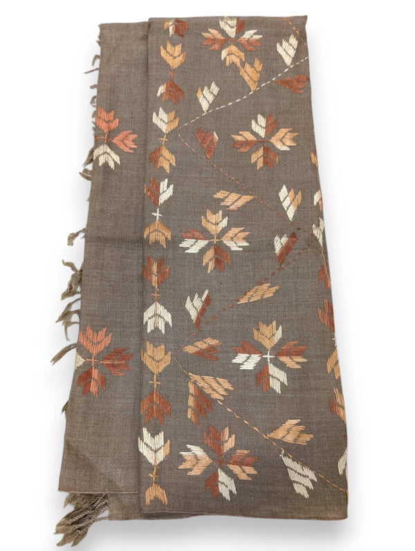 Handmade Women Wool Shawl Wrap With Handcrafted Design Autumn Brown