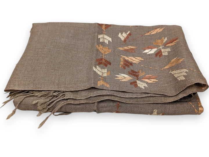 Handmade Women Wool Shawl Wrap With Handcrafted Design Autumn Brown 1