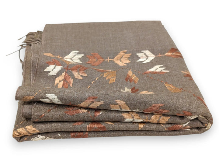 Handmade Women Wool Shawl Wrap With Handcrafted Design Autumn Brown 2