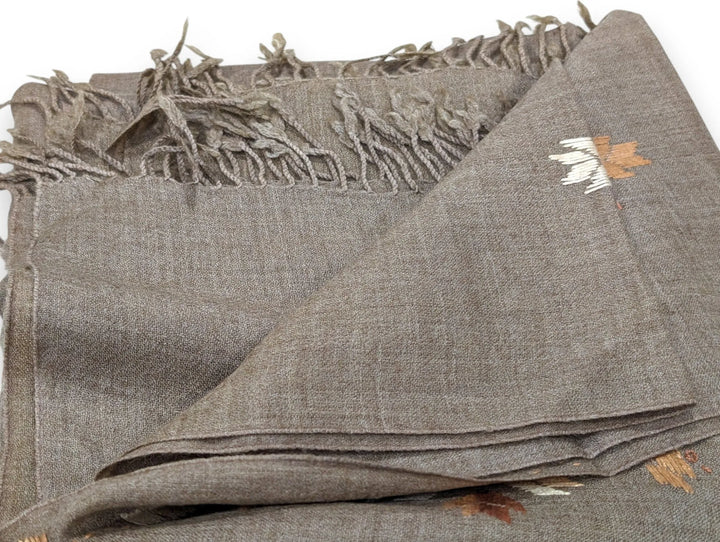 Handmade Women Wool Shawl Wrap With Handcrafted Design Autumn Brown 3