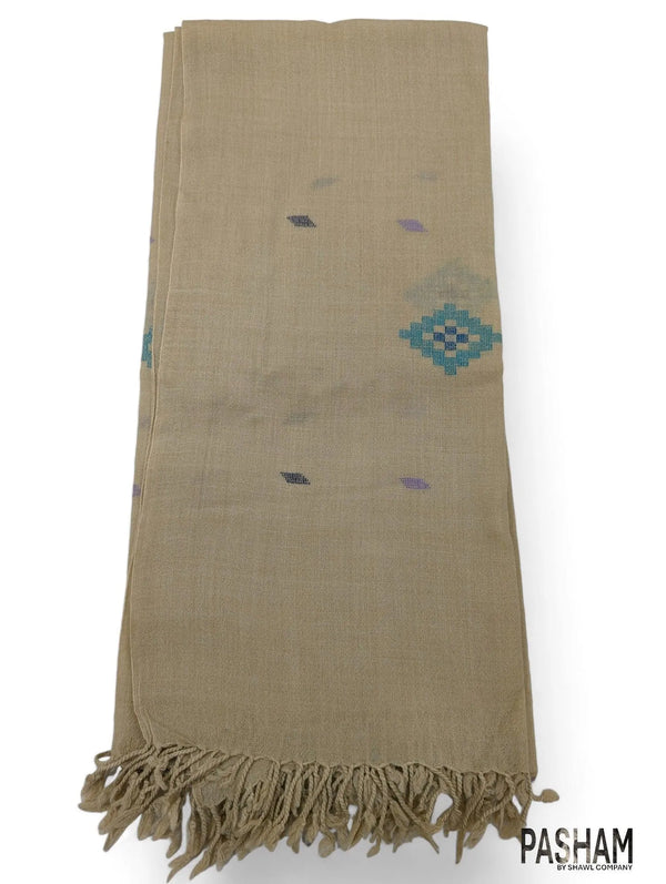 Handmade Women Wool Shawl Wrap With Handcrafted Design Brown (7FT X 4FT)