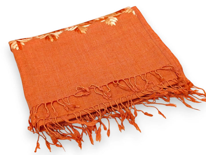 Handmade Women Wool Shawl Wrap With Handcrafted Design Carrot 2