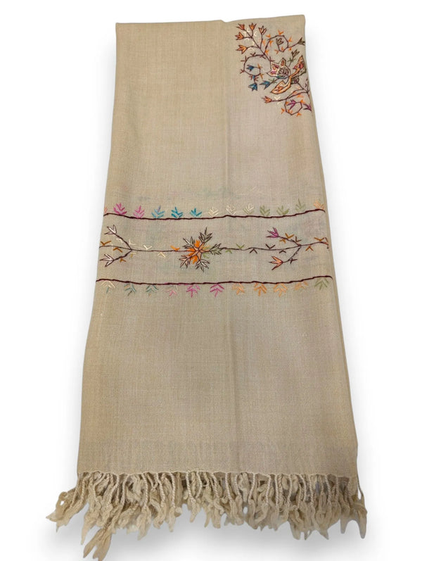 Handmade Women Wool Shawl Wrap With Handcrafted Design Light Brown 