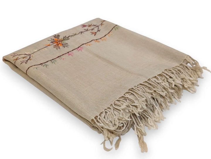 Handmade Women Wool Shawl Wrap With Handcrafted Design Light Brown 2