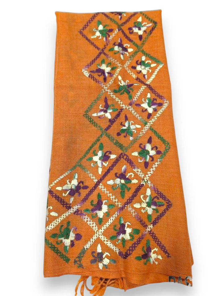 Handmade Women Wool Shawl Wrap With Handcrafted Design Peach (7FTx4FT)