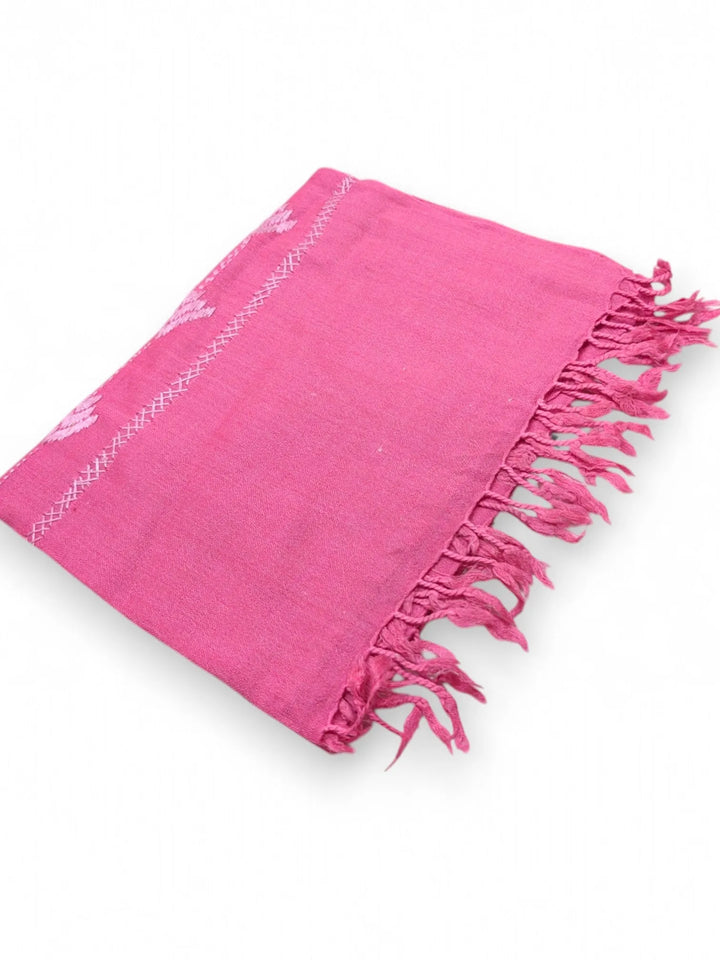 Handmade Women Wool Shawl Wrap With Handcrafted Design Pink (2FTx6FT) 1