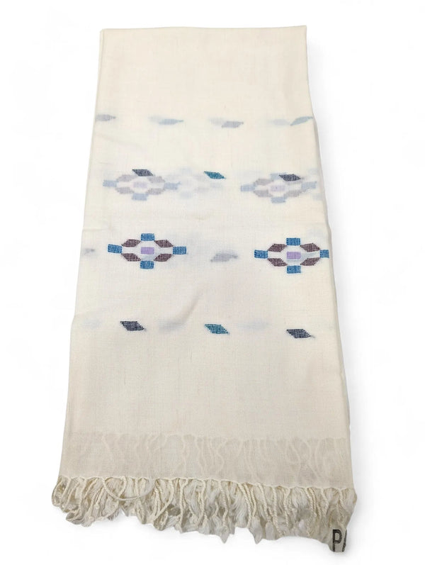 Handmade Women Wool Shawl Wrap With Handcrafted Design White Rhombus