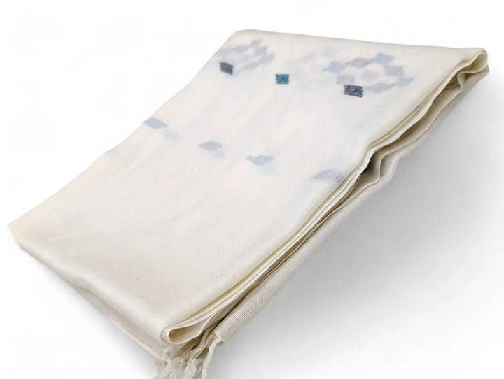 Handmade Women Wool Shawl Wrap With Handcrafted Design White Rhombus 2
