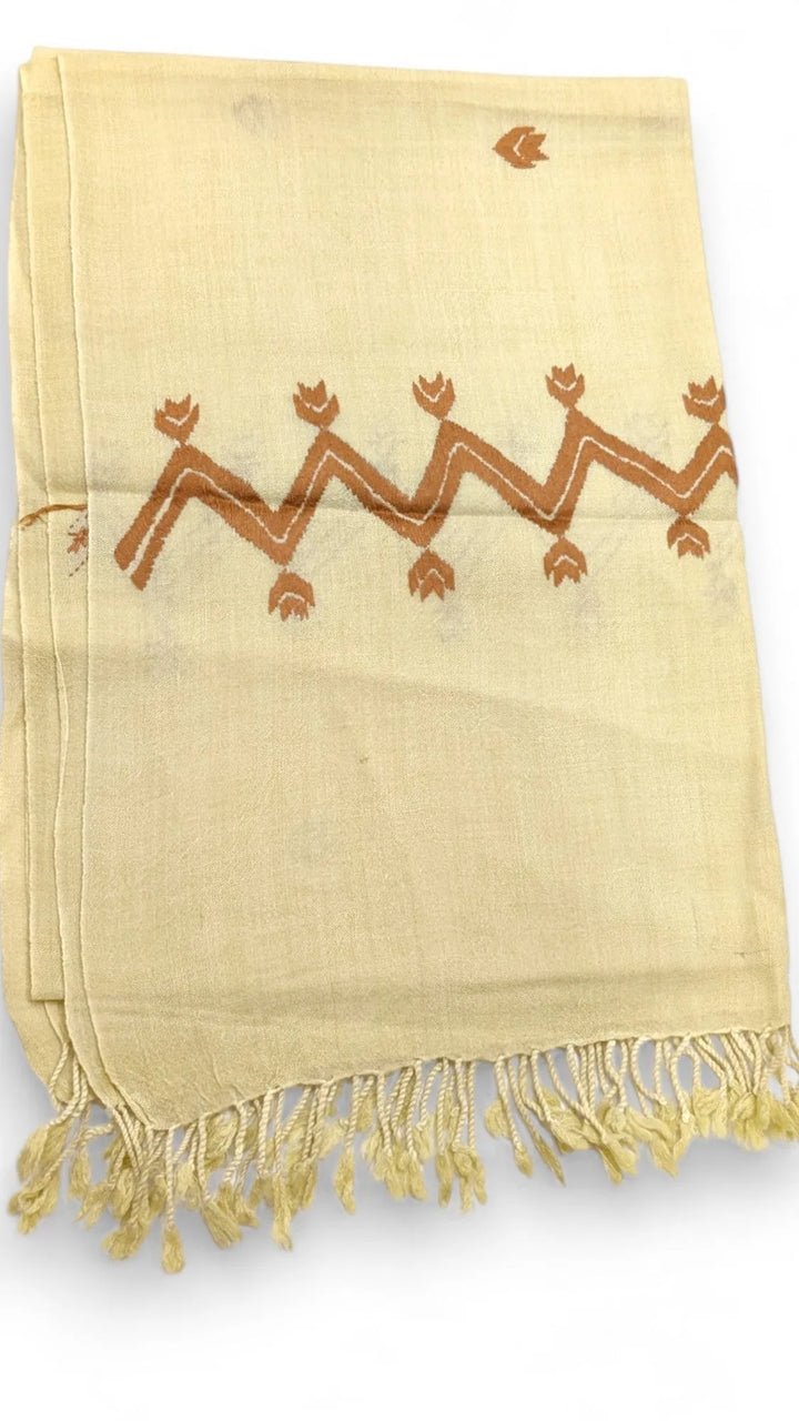 Handmade Women Wool Shawl Wrap with Handcrafted Design Brown 1