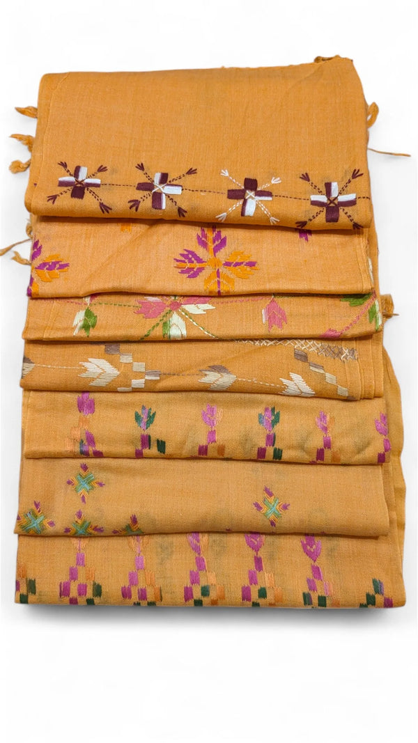 Handmade Women Wool Shawl Wrap with Handcrafted Design Orange