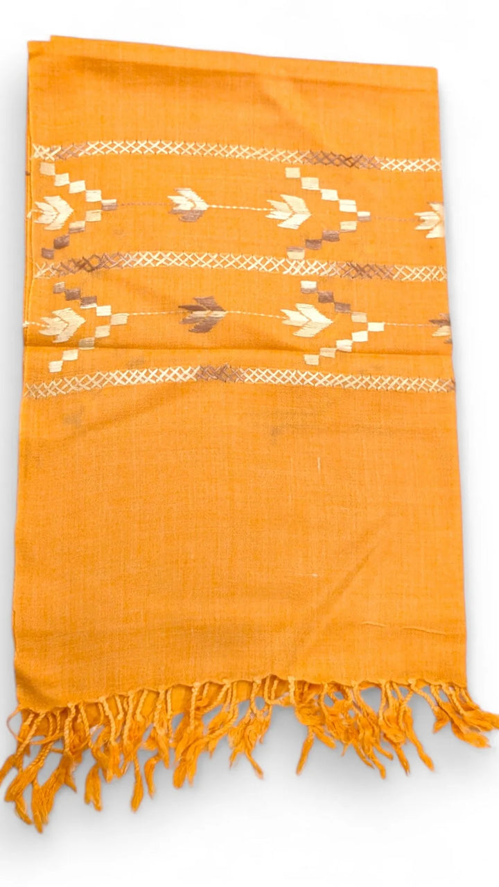Handmade Women Wool Shawl Wrap with Handcrafted Design Orange 3