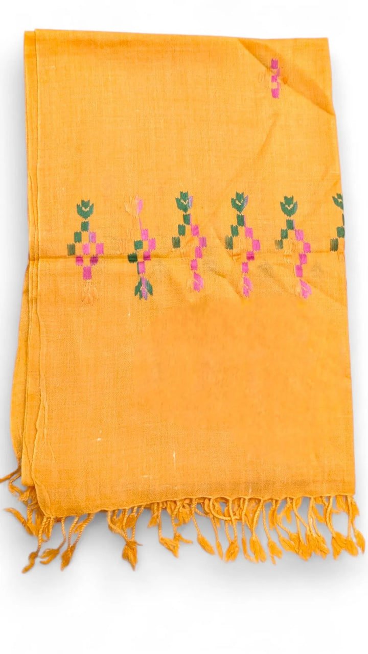 Handmade Women Wool Shawl Wrap with Handcrafted Design Orange 4