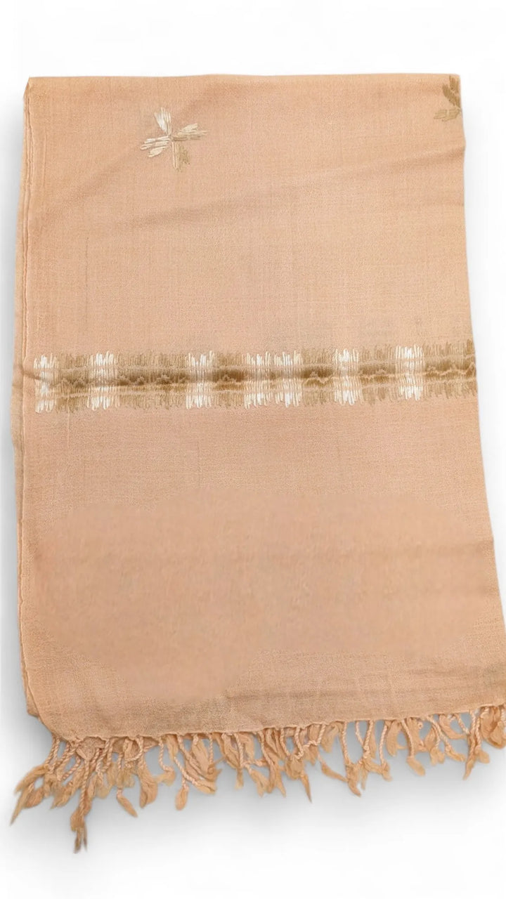 Handmade Women Wool Shawl Wrap with Handcrafted Design Peach 3