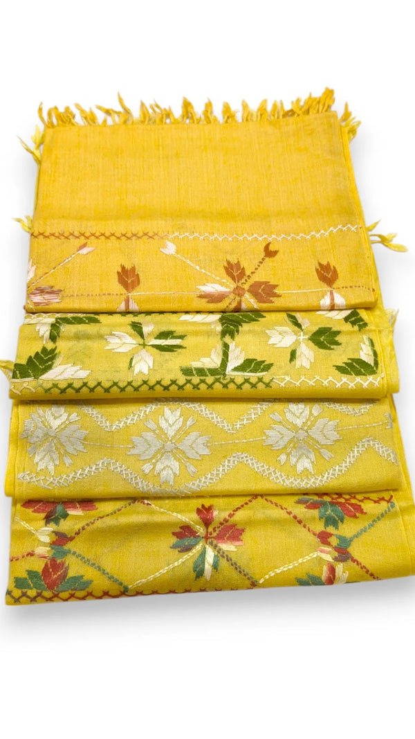 Handmade Women Wool Shawl Wrap with Handcrafted Design Yellow