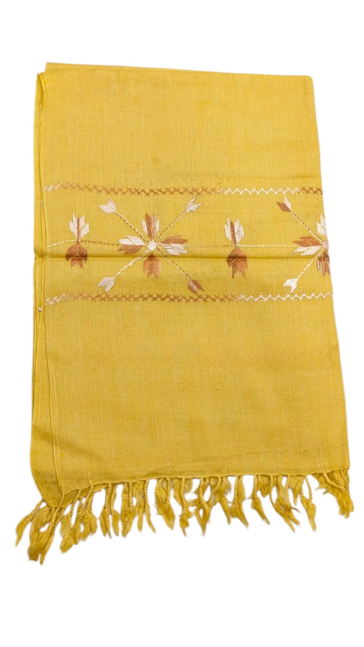 Handmade Women Wool Shawl Wrap with Handcrafted Design Yellow 1