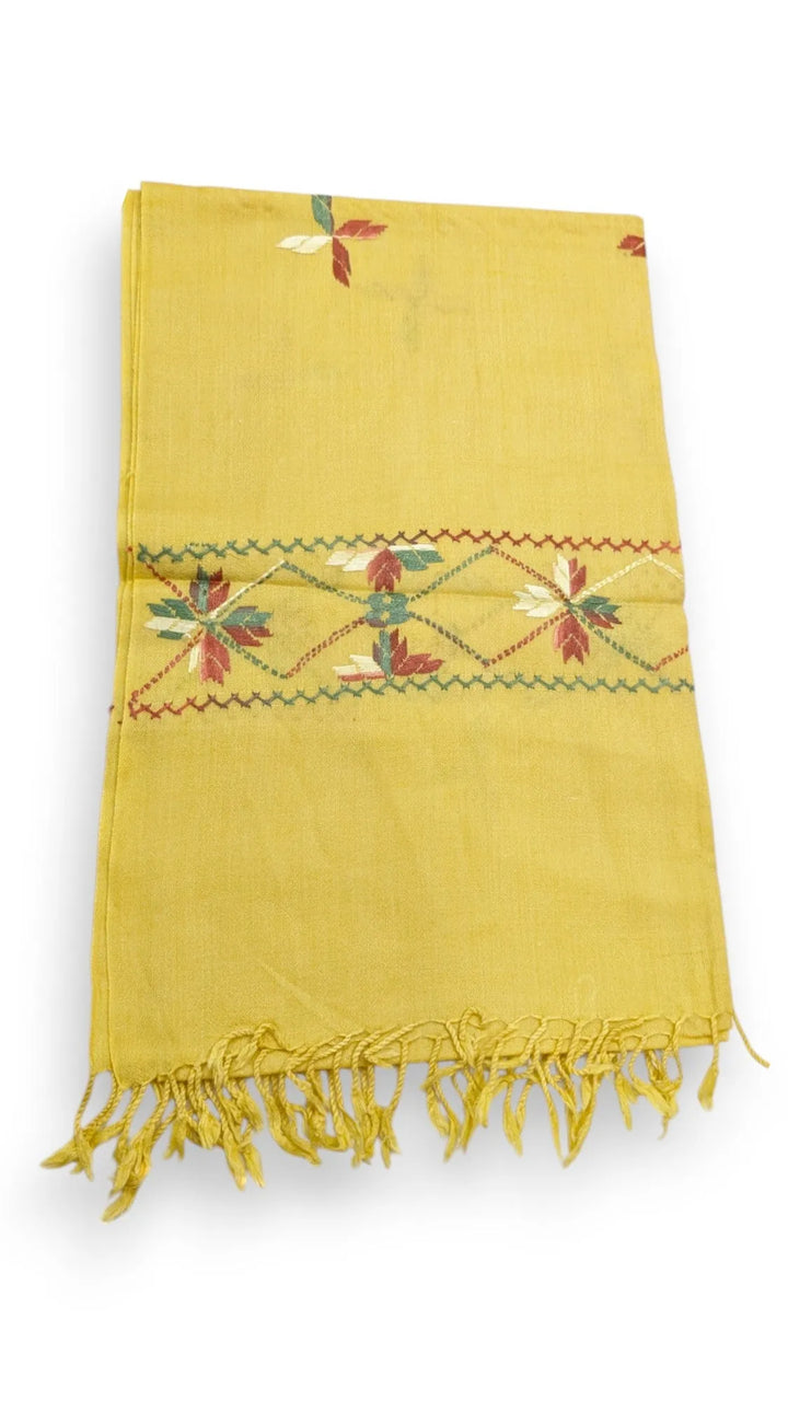 Handmade Women Wool Shawl Wrap with Handcrafted Design Yellow 2