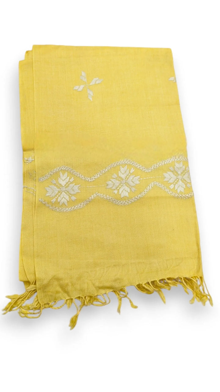 Handmade Women Wool Shawl Wrap with Handcrafted Design Yellow 3