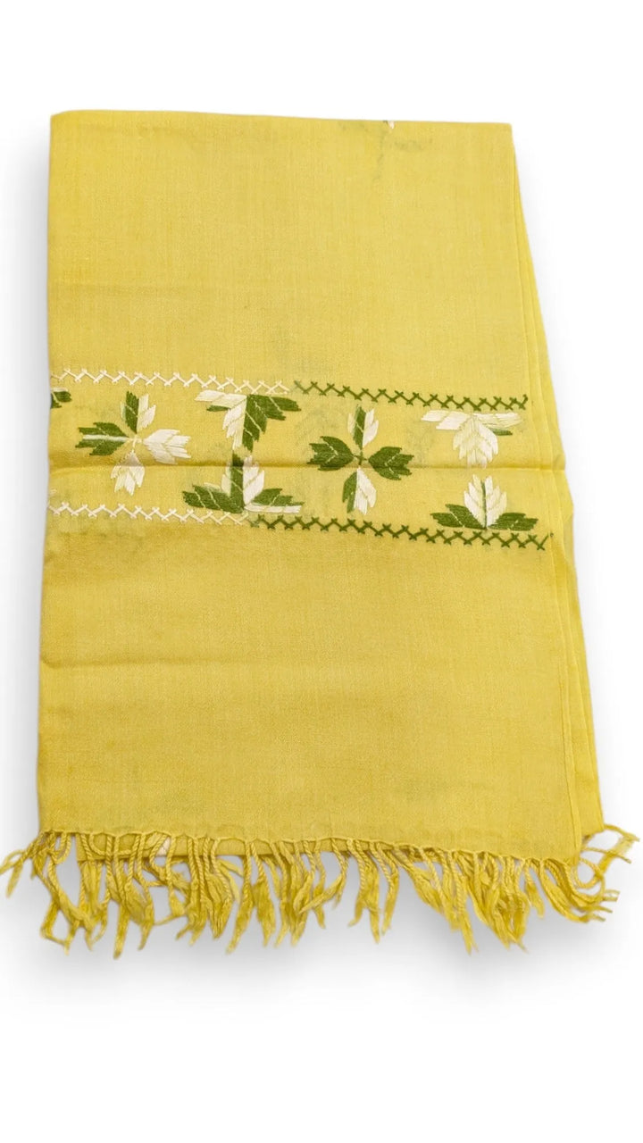 Handmade Women Wool Shawl Wrap with Handcrafted Design Yellow 4