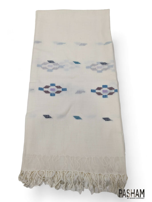 Pasham Hand Made Premium Wool Women Shawl Wrap - White Rhombus