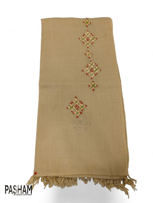 Pasham Hand Made Premium Wool Women Shawl Wrap - 4 Brown/Gold Star