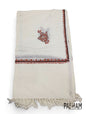 Pasham Hand Made Premium Wool Women Shawl Wrap - Assorted White Flower Designs