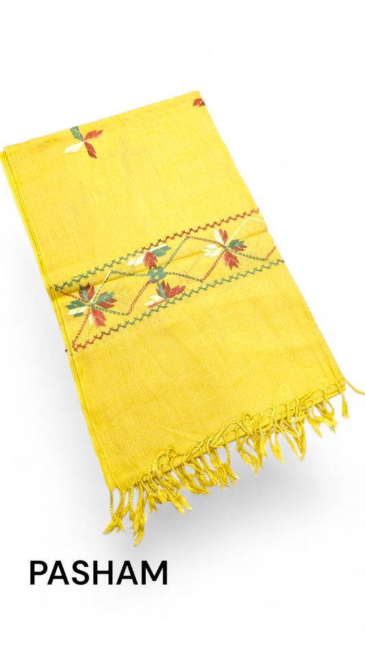 Pasham Handmade Premium Wool Women Stole Shawl Wrap - Yellow Designs