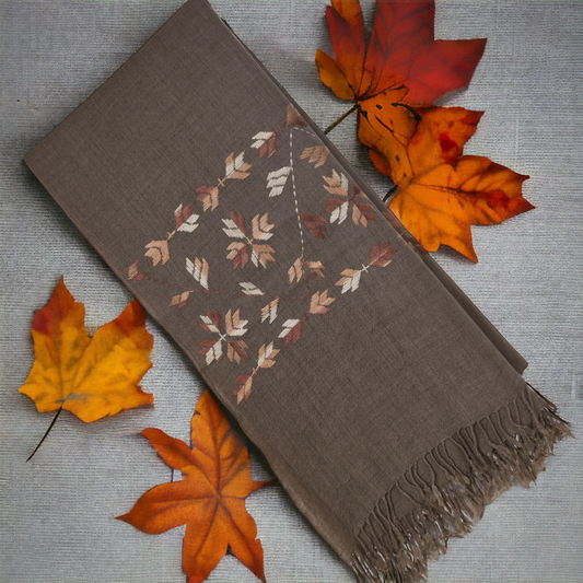 Pasham High Quality Wool 44" x 92" Women Shawl Wrap Meditation Blanket - Autumn Leaf