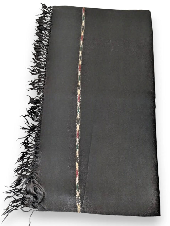Premium Pashmina Wool Shawl Wrap Unisex Double Layer Black