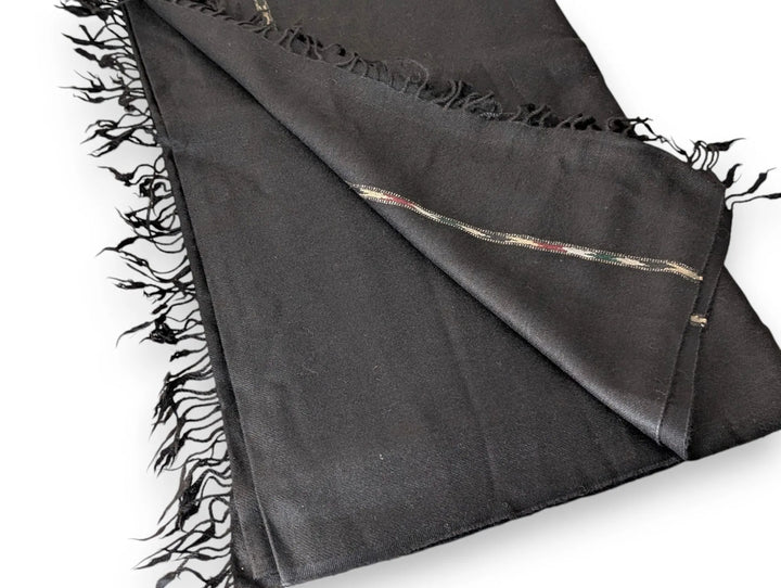 Premium Pashmina Wool Shawl Wrap Unisex Double Layer Black 1