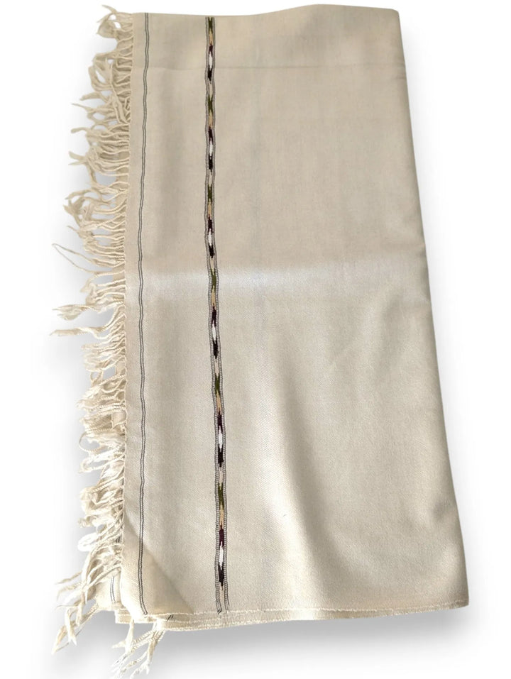 Premium Pashmina Wool Shawl Wrap Unisex Double Layer Off White